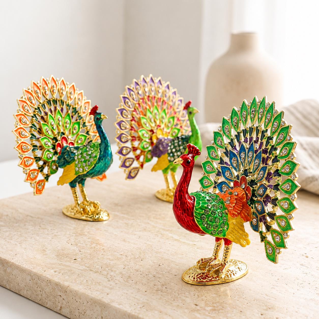 Peacock Crystal Figurine Swarovski - Etsy