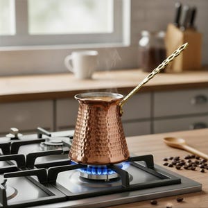 Handmade Copper Turkish Coffee Pot: Ottoman Cezve Ibrik
