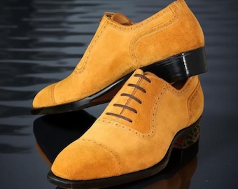Handgemaakte suède herenschoenen van echt leer