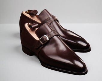 Handmade Men Brown Shaded Slip on Shoes, Men Brown Formal Dress Shoes,  Wedding Shoes for Men, Oxford Shoes, Formal Dress Shoes for Men. - Etsy