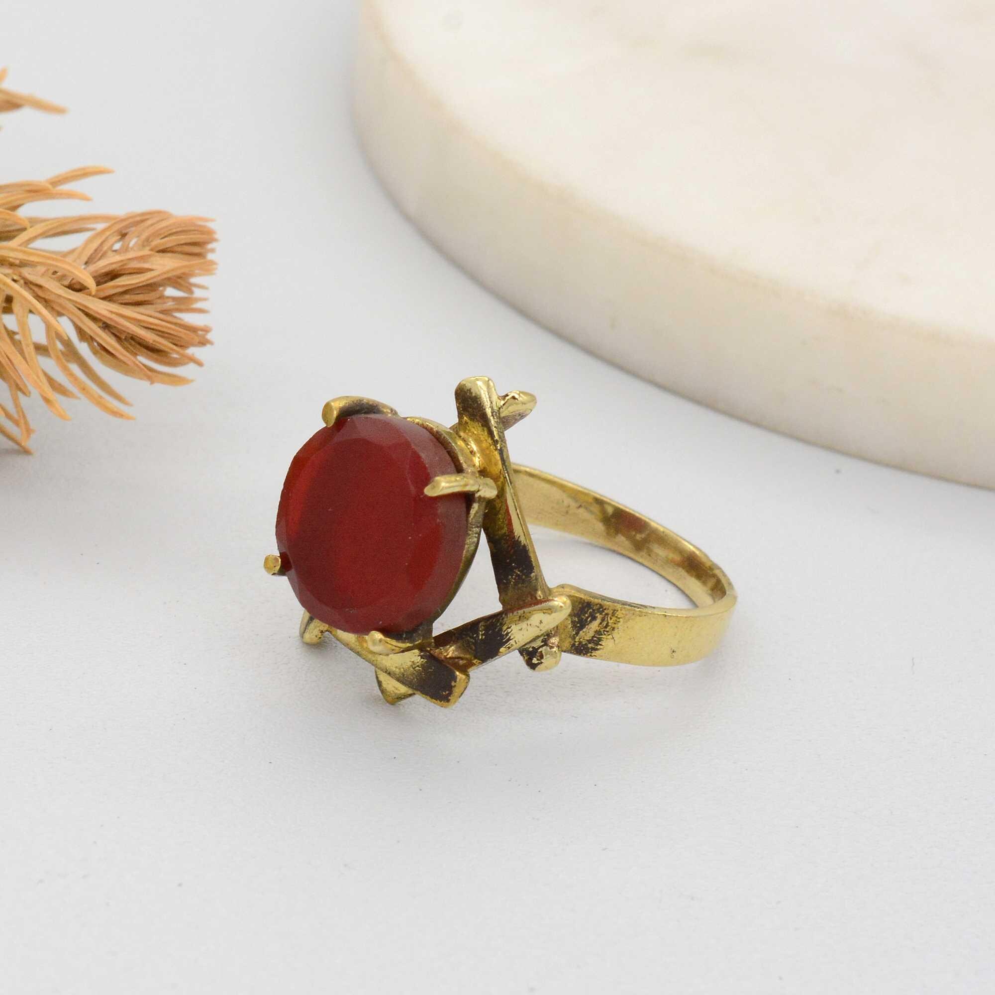 レッドストーンゴールドリング - Etsy 日本