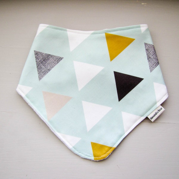 Luxe Line Triangle Scarf / Drool Bib in Mint & Gray Triangle