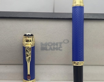 Luxury Smooth Montblanc Art Sponsor Burgess Blue Body Limited Edition Fountain Pen (Empty INK)