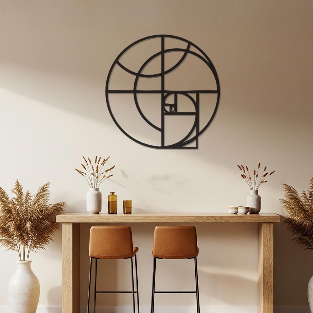 Golden Ratio Spiral Metal Wall Art, Modern Geometric Circle Design ...