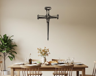 Nail Cross Metal Wall Art, Rustic Christian Home Decor, Crucifixion Symbol Faith Sign, Religious Wall Hanging, Gift for Believers,Metal Art