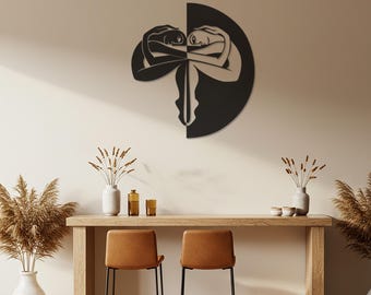 Abstract Embrace Metal Wall Art, Modern Couple Silhouette Art, Minimalist Hugging Couple, Contemporary Wall Art, Love Decor for Living Room