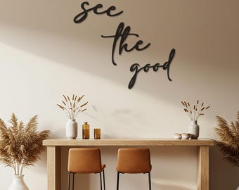 Bekijk de Good Metal Wall Art, decor inspirerende citaten, motiverende muurkunst, metal art positieve bevestiging, aanpasbaar modern decor