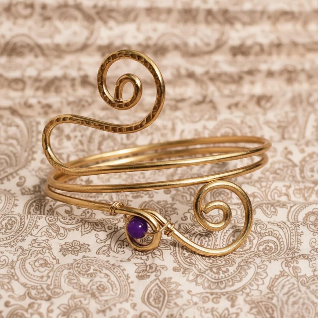 Adjustable Brass Upper Arm Cuff: Handmade Boho Statement Jewelry - Etsy