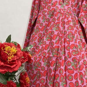 Tomato Print Cotton Midi Dress | Block Print Ethical Bohemian Fashion image 3