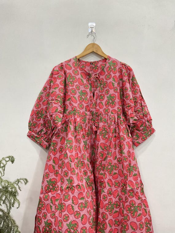 Tomato Printed Cotton Dress Gauze Dress | Lightweight Summer Midi