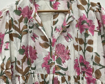 Puff Sleeve Dress ,Comfortable & Breathable,Vintage-Inspired Cotton Dress.