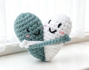 Handgebreide pluche pop met half hart | Unieke aandenken voor stel, Valentijnsdagcadeau