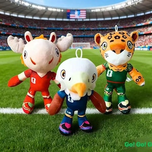 Limited Edition WM Team Maskottchen Plüschtier Set, süße Fußball Stofftier Puppen, Fußball Fan Sammler Geschenk