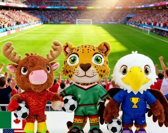 World Cup Mascots Plush Dolls Set | Limited Release Maple Clutch Zayu Soccer Stuffed Toys for Sports Fans & Collectors