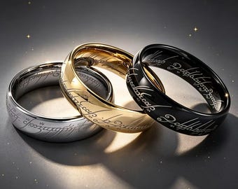 The One Ring Lord of the Rings titanium stalen ring, verstelbare band heren/dames, LOTR elfjes gegraveerde sieraden, perfect cadeau voor fans