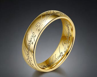 Anello epico del Signore degli Anelli in tungsteno, resistente ai graffi e allo sbiadimento, adatto a tutti gli abbinamenti e all'uso quotidiano, anello unisex/acciaio al tungsteno
