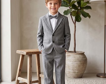 Traje formal de 4 piezas para niño, blazer para niños, traje de paje para bodas.