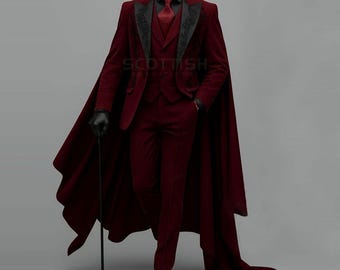 Men’s Gothic Victorian Velvet Tailcoat Suit – Steampunk Vampire Costume - Gift for Him