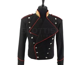 Jaqueta militar de lã masculina inspirada em Michael Jackson - Presente perfeito para desfiles e cosplay.