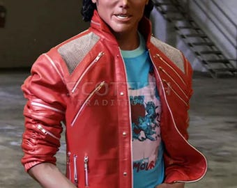Michael Jackson Beat It Red Leather Jacket – 80s Retro Biker