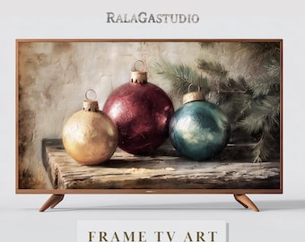 Samsung Frame TV Art Winter Country Farmhouse Holiday Christmas Ornament Still life, Vintage Art | Digital TV Art | Instant Download