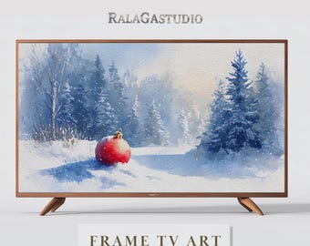 Samsung Frame TV Art Winter Snowing Country Farmhouse Holiday Christmas Ornament | Digital TV Art