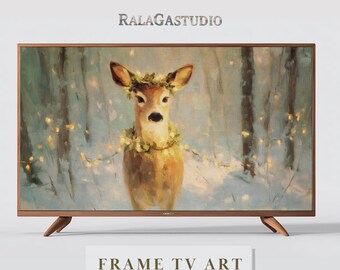 Arte para TV Samsung Frame: Navidad, ciervos, invierno, descarga digital.