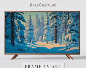 Samsung Frame TV Art. Evergreen Trees Snow covered. Instant Digital Download. Frame TV Size 3840 x 2160. Art Print for the Frame TV.