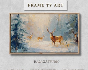 Arte para TV Samsung Frame: Navidad, ciervos, invierno, descarga digital.
