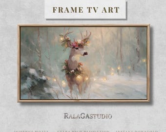 Arte para TV Samsung Frame: Navidad, ciervos, invierno, descarga digital.