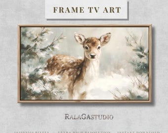 Arte para TV Samsung Frame: Navidad, ciervos, invierno, descarga digital.
