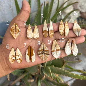 Pendientes de jaspe pictórico de calidad AAA, par de cabujones, gema semipreciosa natural seleccionada para la fabricación de joyas, par de cristales de jaspe a juego