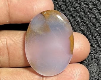 Cabochon di calcedonio blu: pietra preziosa naturale, lucidatura su entrambi i lati (40,35 ct)
