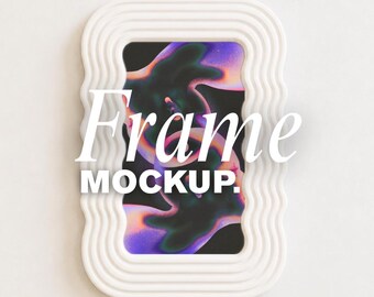 White Wavy Frame Mockup Canva, Editable Poster Mockup, Minimal Frame Mockup, Modern Wall Art Mockup, AI Frame Design