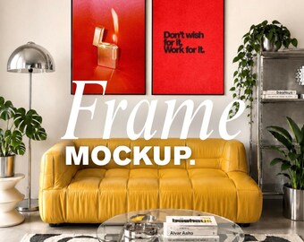 Double Frame Mockup Canva, Gallery Wall Mockup, Two Poster Mockup, Diptych Mockup, Wall Art Mockup, Editable Canva JPG