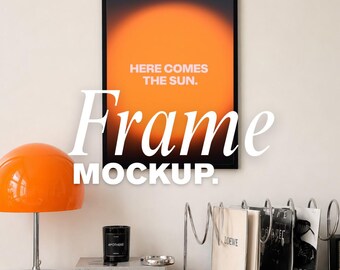 Frame Mockup Canva, Mid-Century Modern Interior Mockup, Wall Art Mockup, Poster Mockup, Editable Canva JPG