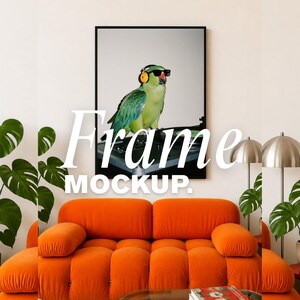Frame Mockup Canva, Poster Mockup, Wall Art Mockup, Colorful Living Room Mockup, Modern Interior Mockup, Editable Canva JPG
