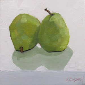 Original Jennifer Boswell 6x6 Pears Unique Original Oil Painting Kitchen Painting Still Life Canvas Housewarming Gift for Him Her or You