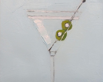 Canvas Print Jennifer Boswell 20x20 Martini Olives Signed Canvas Print FROM Original Oil Painting Kitchen Housewarming Ready to Hang