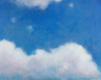 Clouds Painting Abstract Large Original Painting on Canvas Modern Impressionist 12x12 Gift for Him or Her Nursery Decor Jennifer Boswell