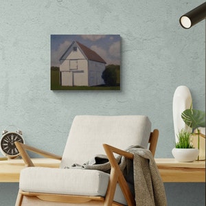 Jennifer Boswell 16x20 White Barn Canvas Print from Original Oil Painting Abstract Barn Landscape Wall Decor Ready to Hang Gift image 2