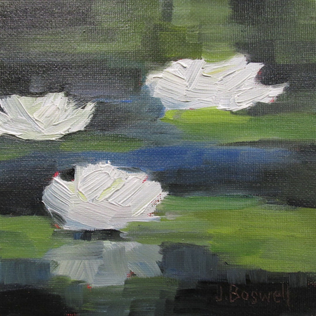 Jennifer Boswell 8x8 Lily Pond Canvas Print From Original Oil Etsy