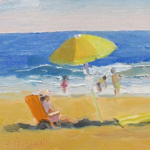 Original Jennifer Boswell Santa Barbara Figurative Miramar Beach Housewarming Gift Unique Painting People Textured Original Oil Painting