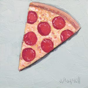 Jennifer Boswell Canvas Print 8x8 Pizza Slice Signed FROM Original Oil Painting Kitchen Painting Still Life Housewarming Gift