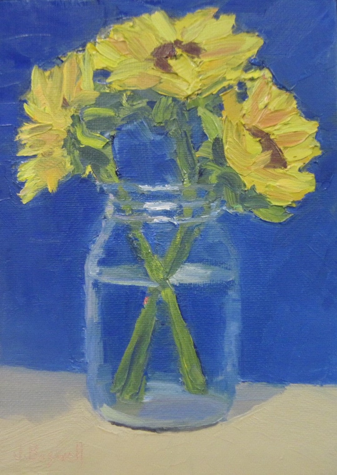 Original Jennifer Boswell Sunflowers Kitchen Painting Still Life ...