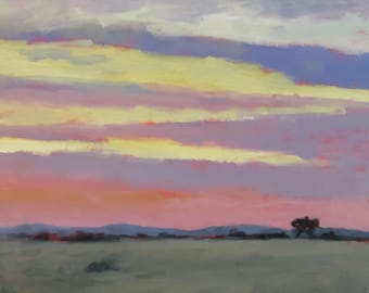 Canvas Print Jennifer Boswell 8x8 Santa Ynez Sunset Signed Canvas Print from Original Oil Painting  Landscape Housewarming Gift