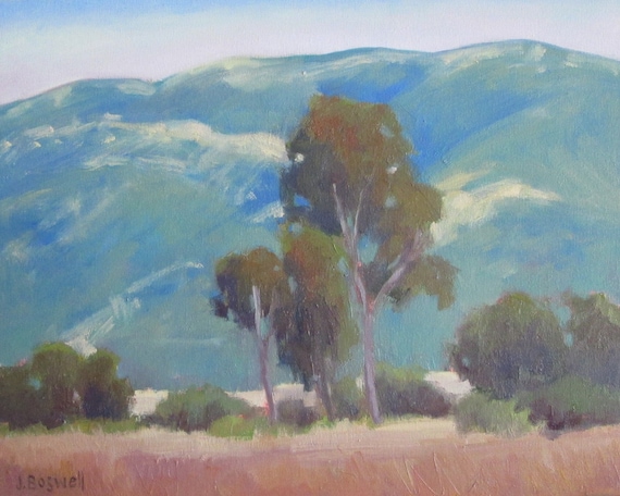 Canvas Print Jennifer Boswell 20x16 Santa Barbara Art Canvas Print FROM Original Oil Painting Goleta Eucalyptus  Landscape Ready to Hang