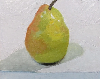 Jennifer Boswell 8x8 Pear Signed Canvas Print from Original Oil Painting Kitchen Painting Still Life Wall Decor Housewarming Art Gift