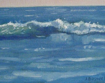 Seascape Painting Ocean Waves Original Small Oil Gift for Him or Her Modern Impressionist Surreal Surf Abstract Painting Jennifer Boswell