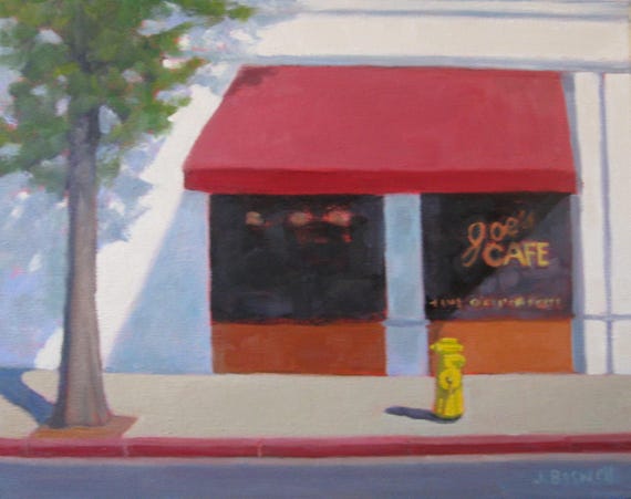 Original Jennifer Boswell Urban Landscape 14x11 Original Oil Painting Kitchen Painting Housewarming Gift Santa Barbara Art Joe's Cafe